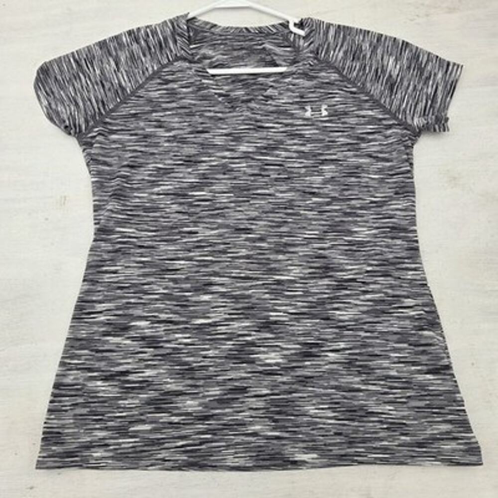 Under Armour V-neck T Shirt Womens Medium Gray Short Sleeve Athletic